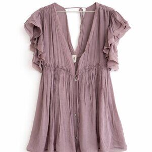 Flawless Mauve Ruffle Sleeve Boho Dress – Size Medium